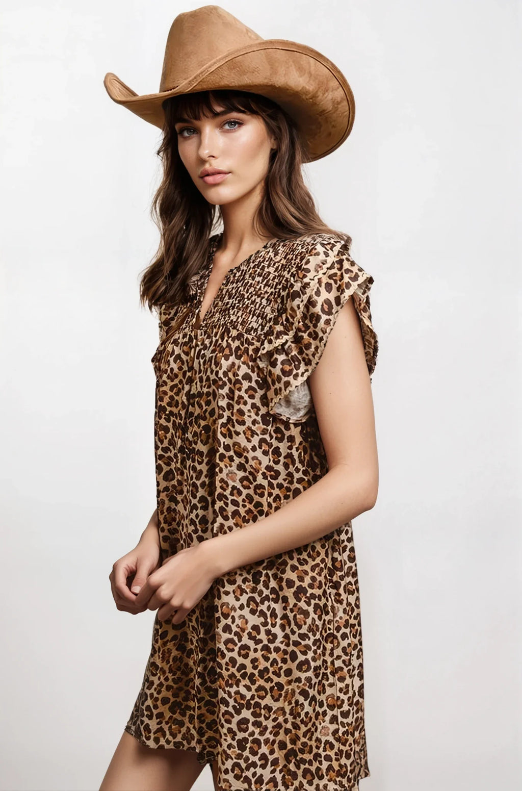 Leopard print ruffle dress — view 5