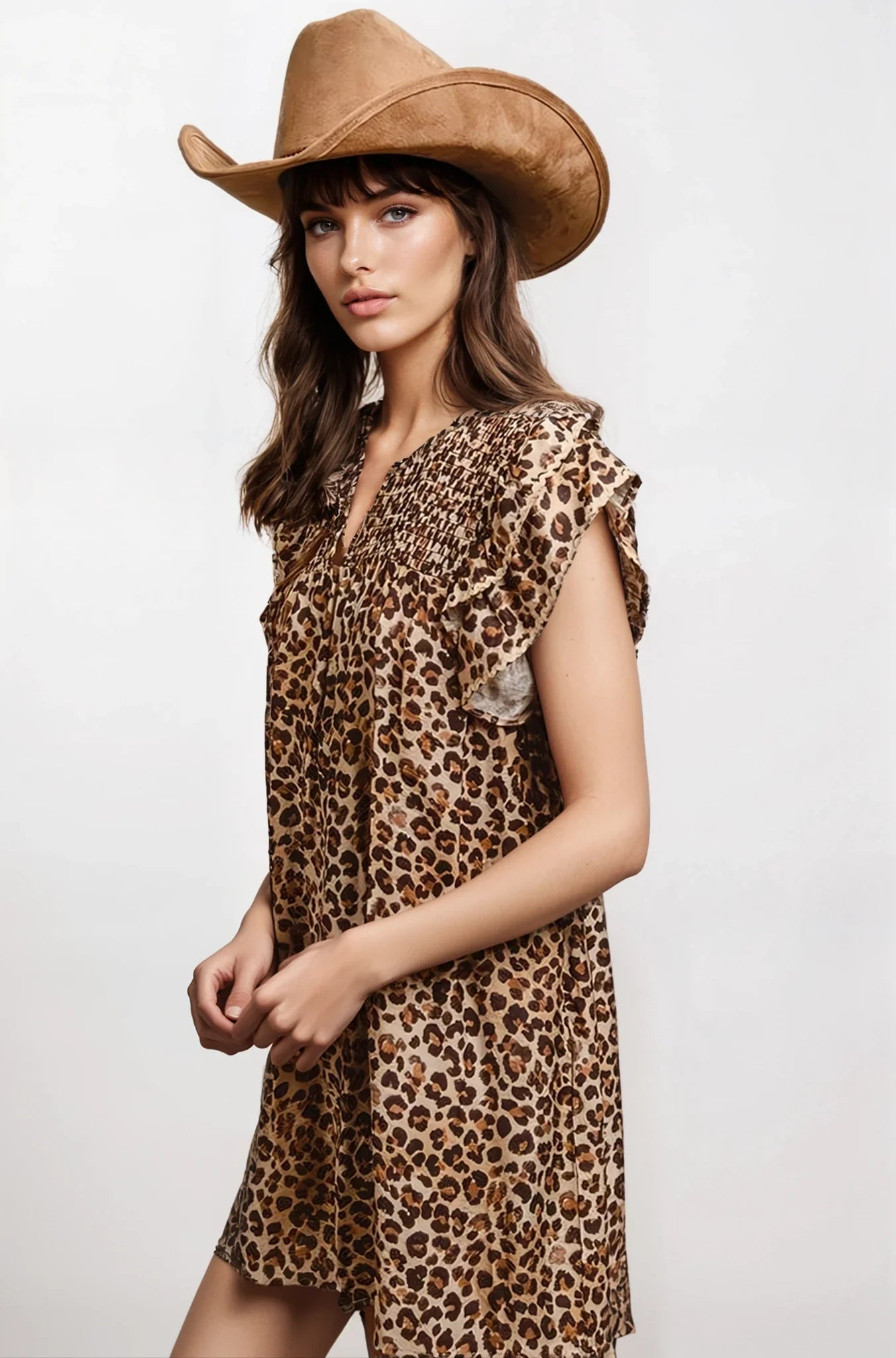 Leopard print ruffle dress — view 9