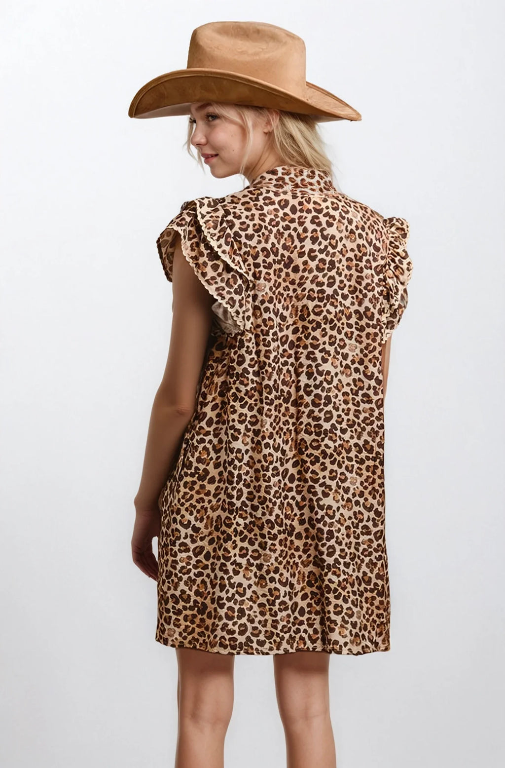 Leopard print ruffle dress — view 2