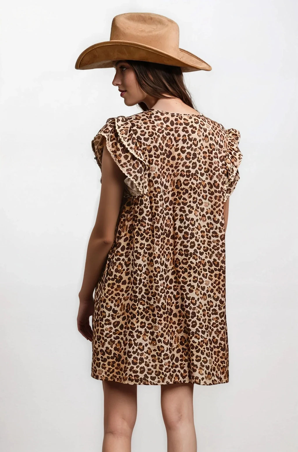 Leopard print ruffle dress — view 12