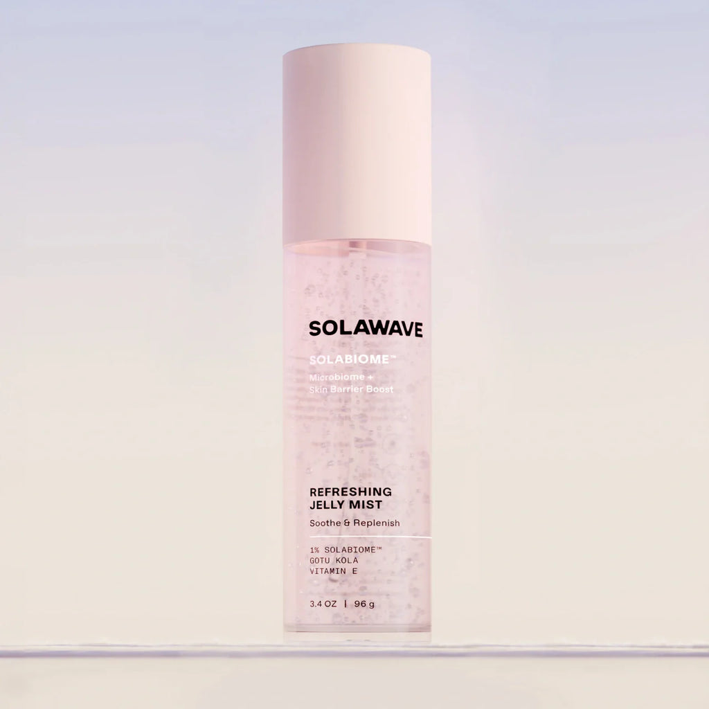 Bottle of pre- and probiotic refreshing facial jelly mist