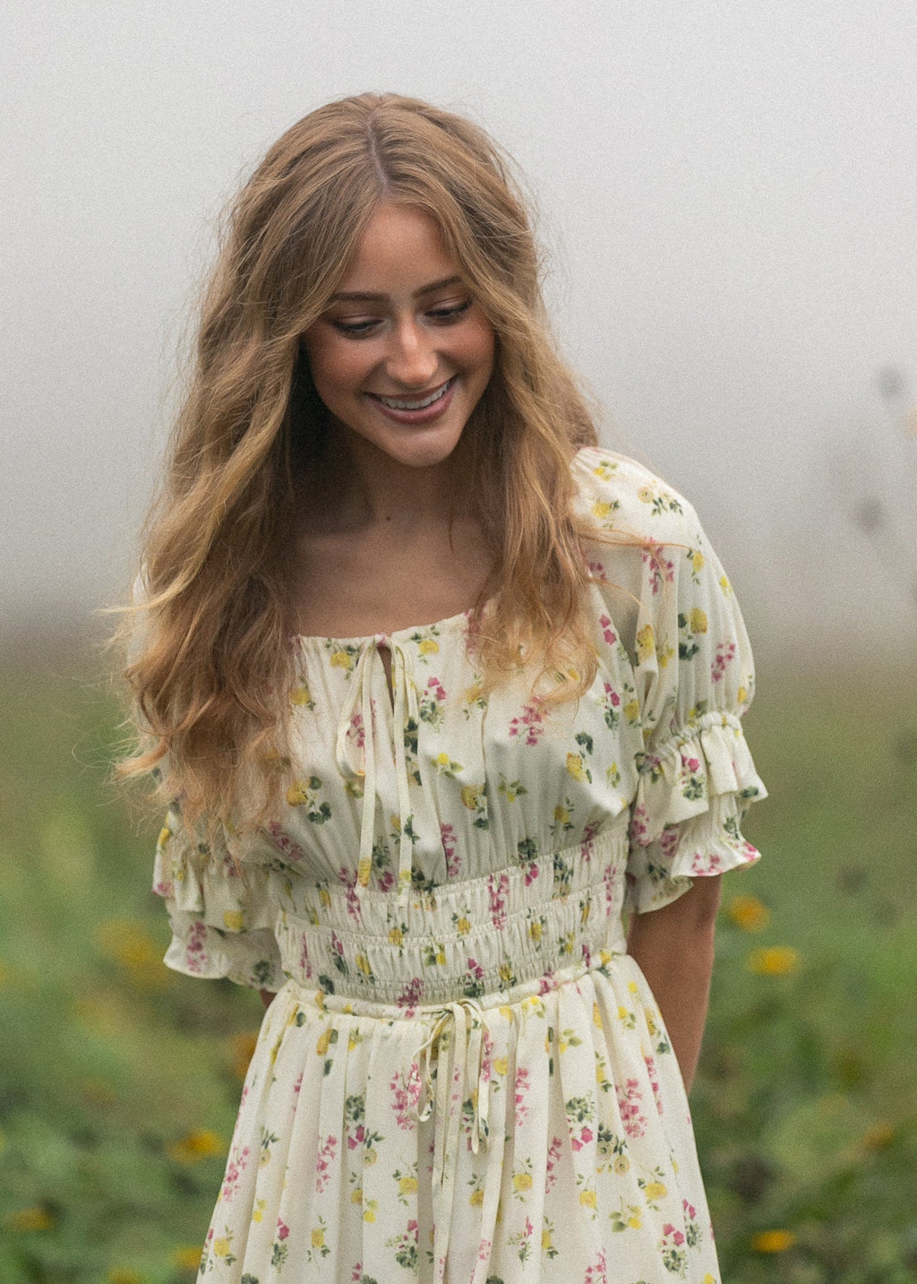 Floral puff-sleeve maxi dress — view 9
