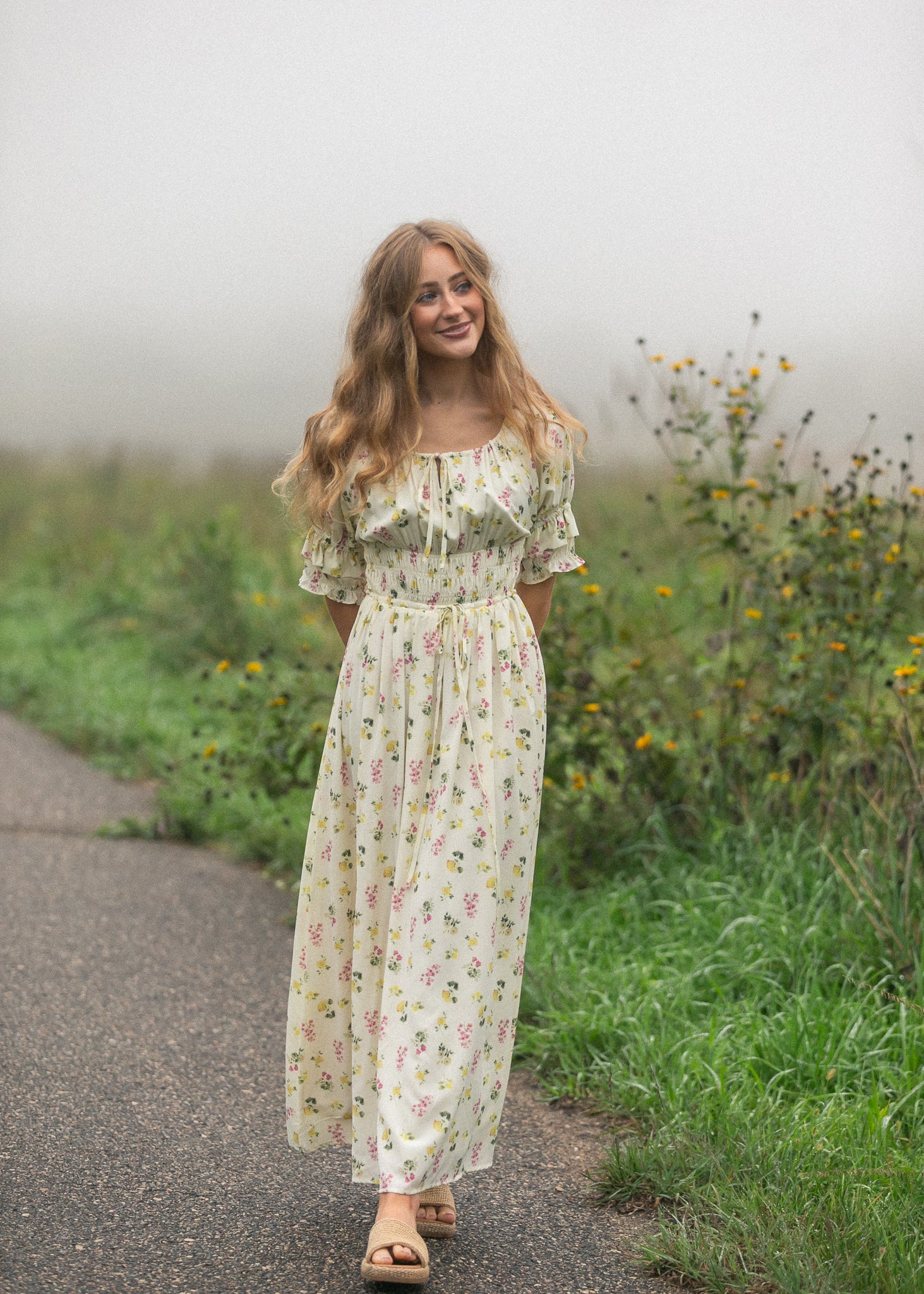 Floral puff-sleeve maxi dress — view 5