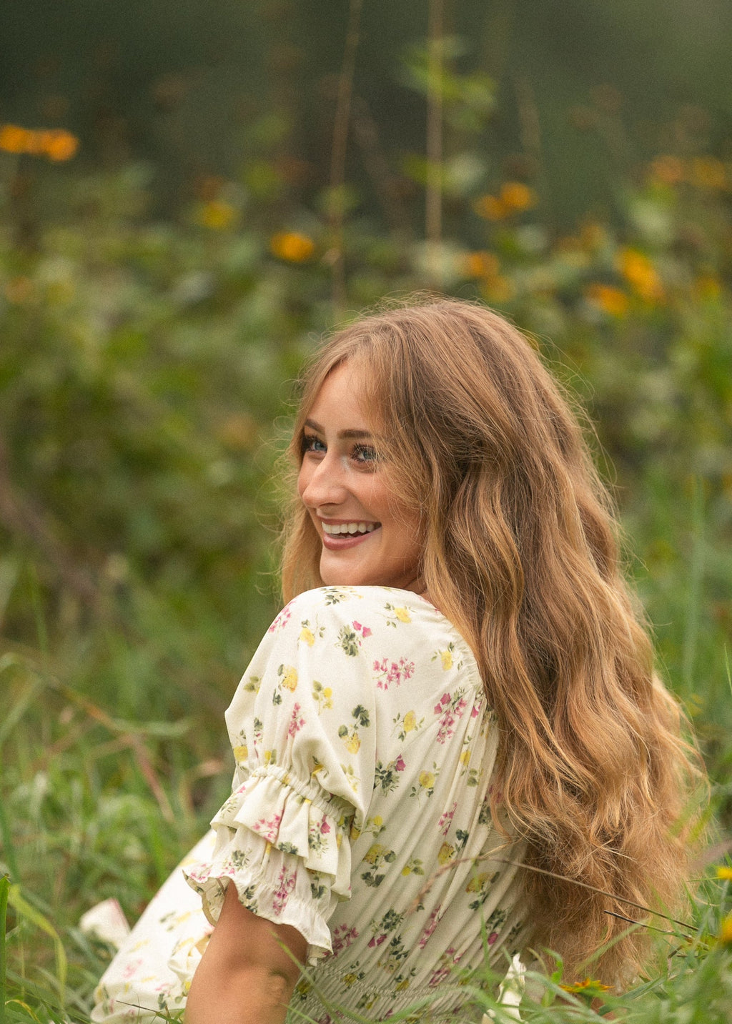 Floral puff-sleeve maxi dress — view 15