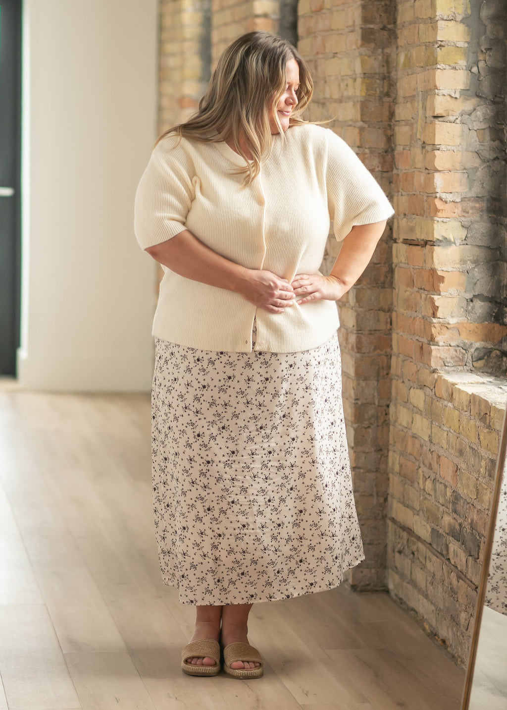Ivory short-sleeve button cardigan — view 15